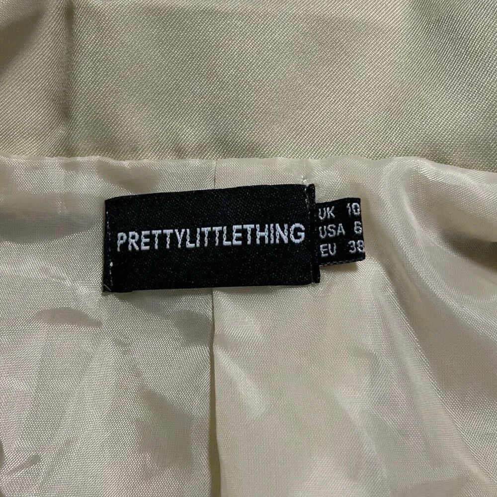 PrettyLittleThing Cream Longline Blazer Jacket UK10 US6 EU38 Single Button - Picture 9 of 10